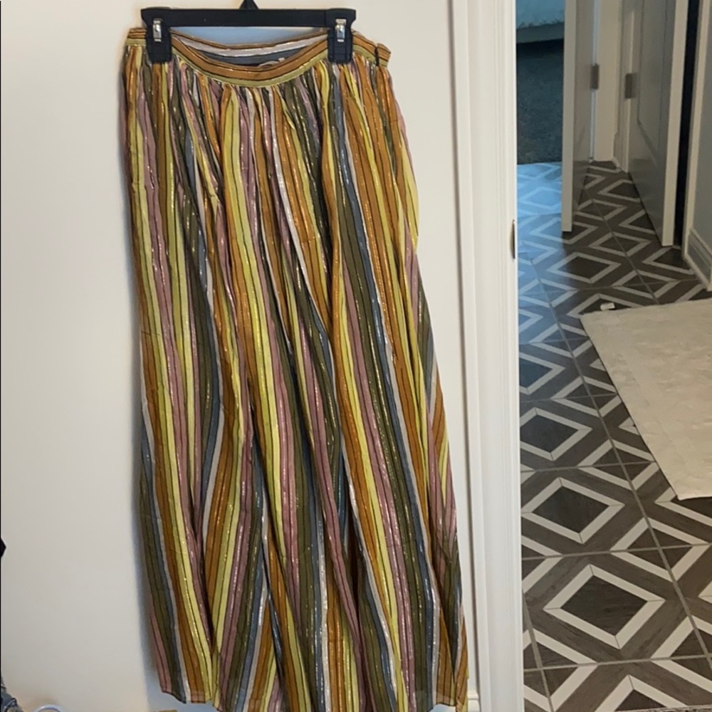 NWOT free people rainbow lurex maxi skirt small